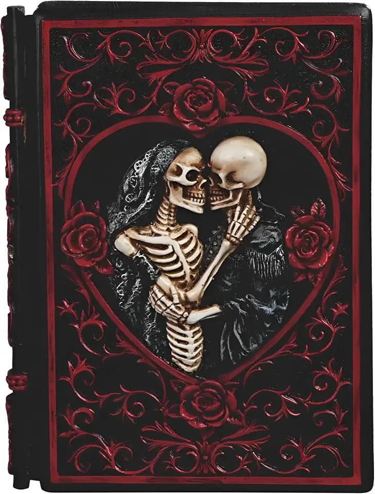 ICE ARMOR 7.5" Long Skull Couple Notebook Statue Sculpture Ornament Decoration Home/Room Decor Ideas for Housewarming, Holidays and Birthdays Great Collectible Addition
