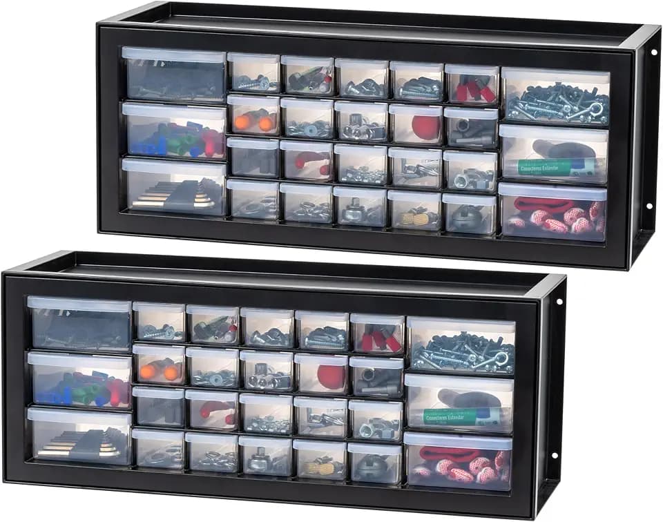 IRIS USA 26-Drawer Teacher Toolbox, 2 Pack, Craft Storage Drawers, Black