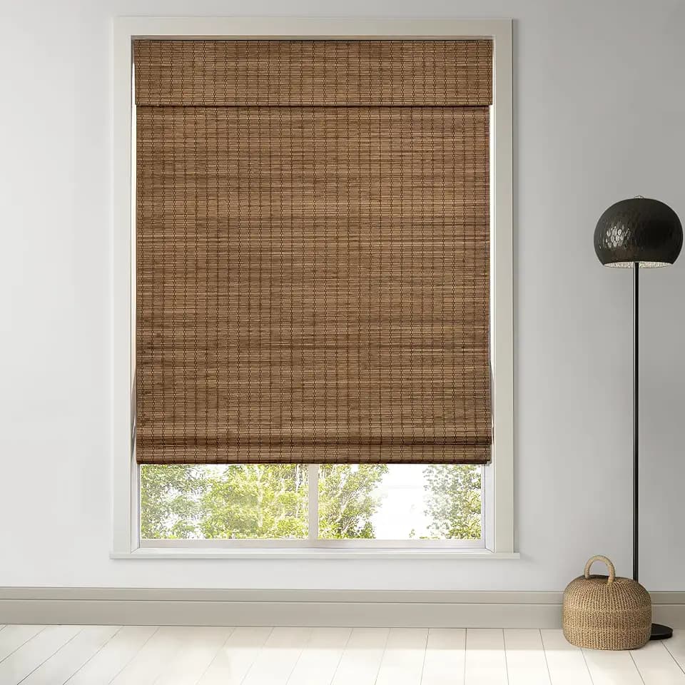 LazBlinds Cordless Bamboo Roman Shades, 26.5x48, Highfield Teak