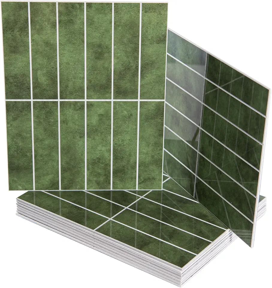 Art3d 11.4 x 9.1 in Faux Marble Peel and Stick, Backsplash Tile, Green
