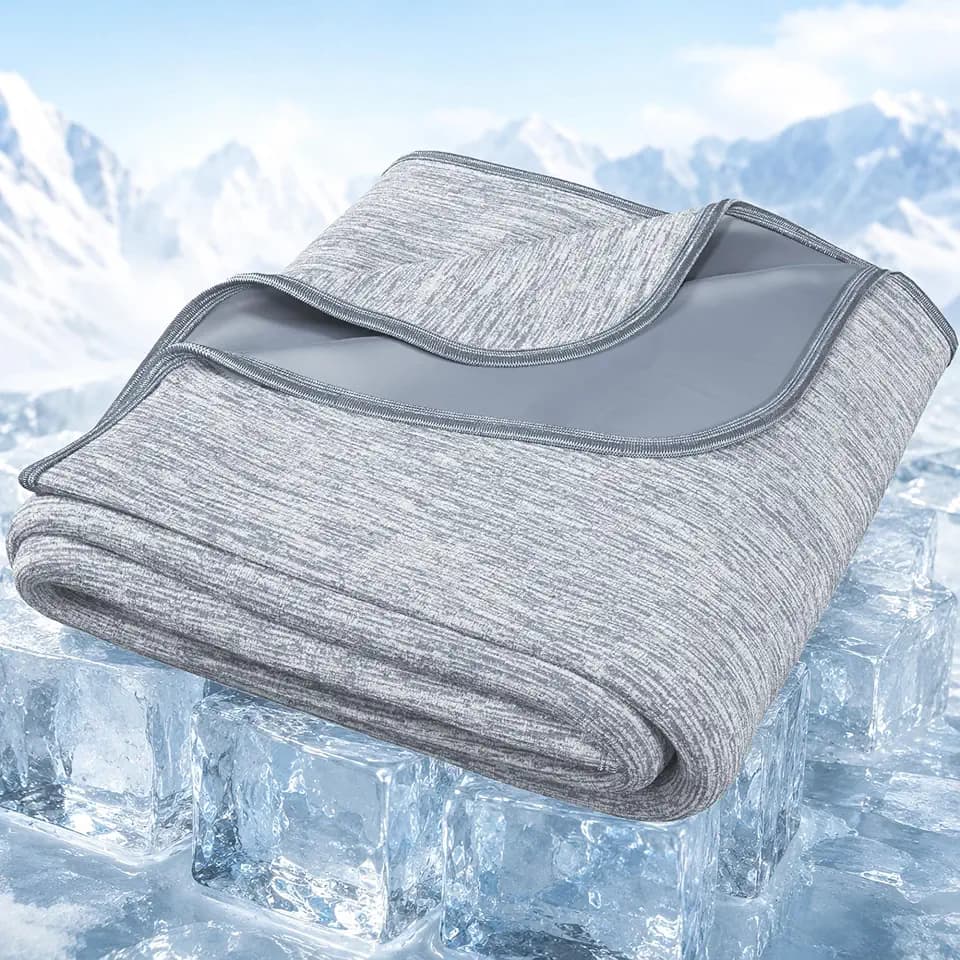 Cooling Blanket Twin Size for Hot Sleepers, Q-Max >0.4, 60 x 90 Inch, Grey