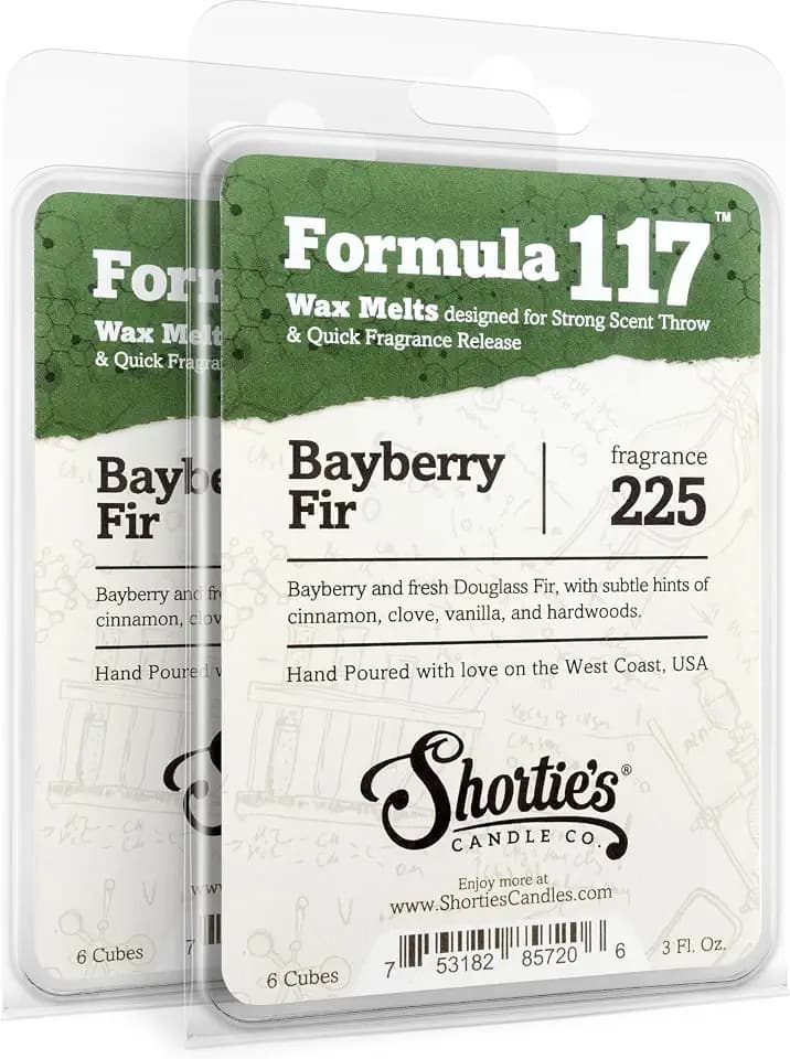 Shortie's Candle Company Bayberry Fir Premium Wax Melts 2 Pack - 6 Oz., Strong & Long Lasting, Non-Toxic - Made with Essential & Natural Oils - Formula 117