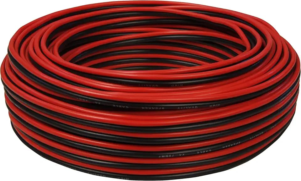 Lautsprecherkabel (Zwillingslitze) 2x1,50mm² (Boxenkabel/Audiokabel) 50 m rot/schwarz