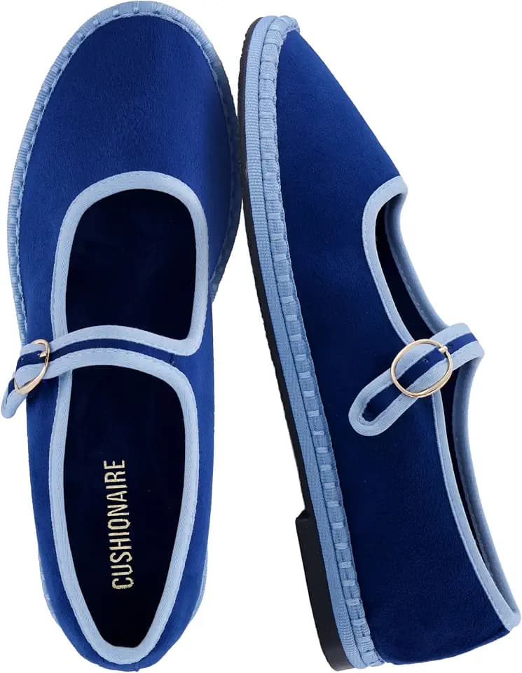CUSHIONAIRE Missy Mary Jane Ballet Flats for Women, Breathable Lightweight Womens Flats with Adjustable Buckle and Cushioned Memory Foam