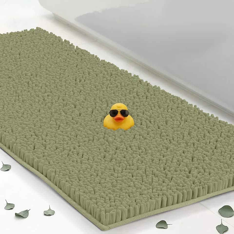 ITSOFT Extra Large Plush Bathroom Rug 59"x21", Absorbent Machine Washable Non Slip Bath Mats, Quick Dry Bathmat, Bath Rugs for Bath, Shower, Bedroom, or Door Mat, Sage Green