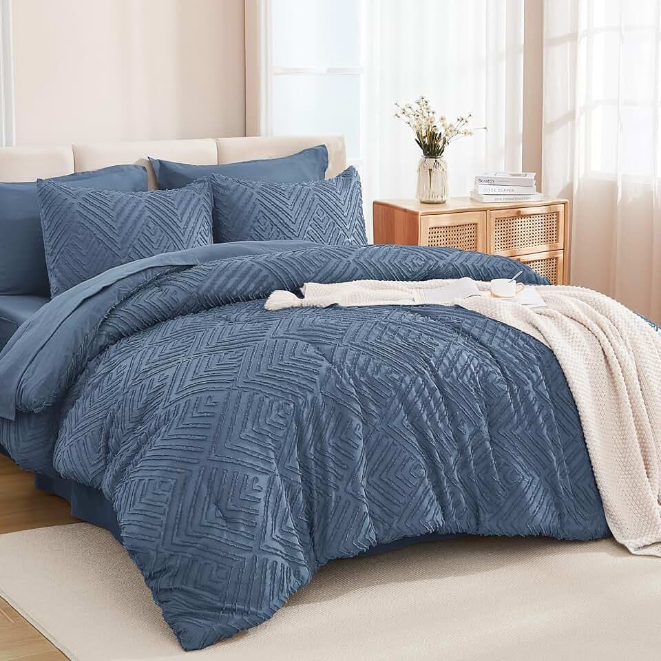 Andency California King Comforter Set 7 Pieces, Ocean Blue