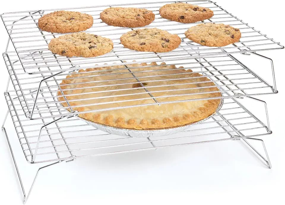 Fox Run Stackable Cooling Rack Set, Chrome, 3-Piece, Metallic, 2.25 x 14 x 10 inches