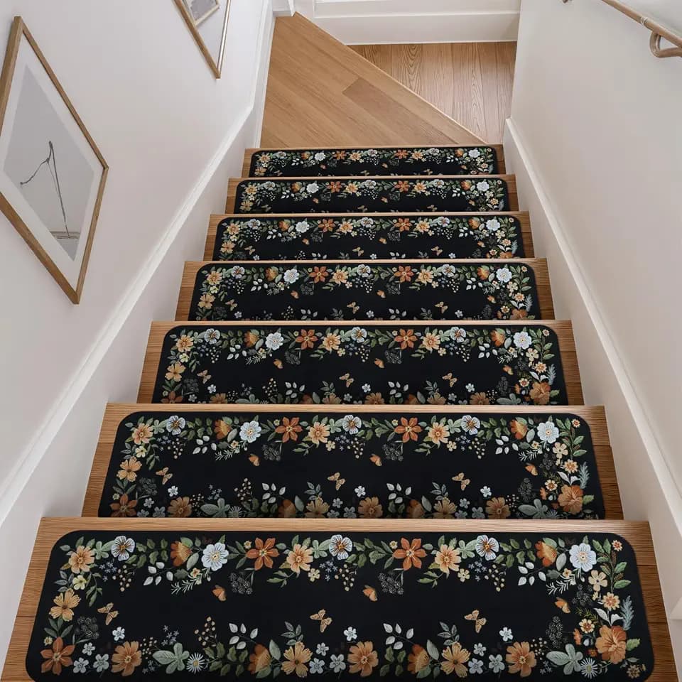 OJIA Stair Treads Non-Slip Carpet Stair Treads for Wooden Steps Indoor