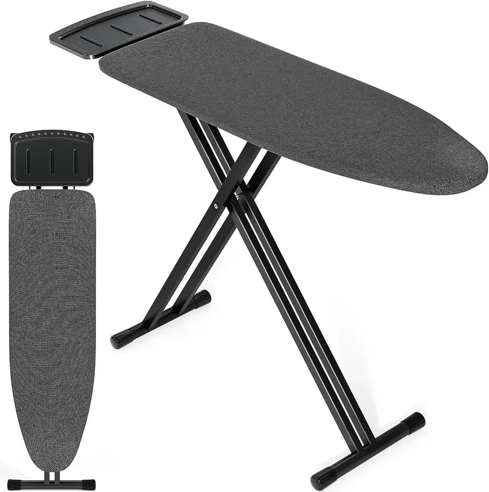 APEXCHASER Ironing Board Full Size, Iron Board and Ironing Board Set Height Adjustable, Foldable Ironing Boards Standard Size, Iron Table Stand with Anti-Skid Legs and Iron Rest, 13" x 43" Black