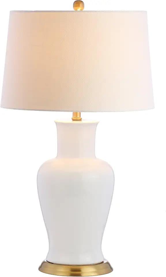 JONATHAN Y Julian Classic Ceramic Urn Metal LED Table Lamp 29", White/Gold