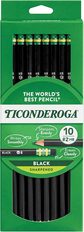 Dixon Ticonderoga Wood-Cased #2 Pencils, Pre-Sharpened, Pack of 60, Black (13915) (60)