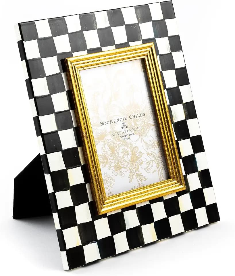 MACKENZIE-CHILDS 4x6 Picture Frame, Black-and-White Courtly Check