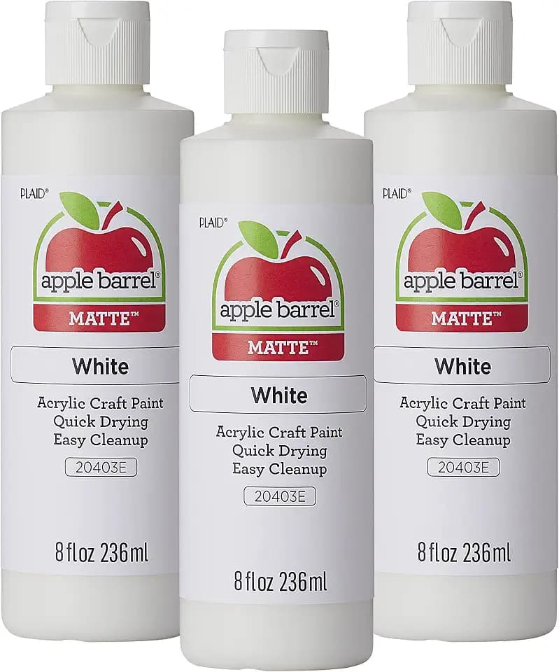 Apple Barrel Acrylic Paint in Assorted Colors, White (Pack of 3) 8 oz, 20403EA- (Pack of 3)