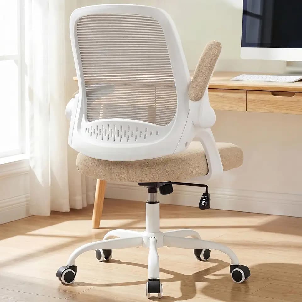 NEO CHAIR Office Computer Chair Ergonomic Mesh Back Flip-Up Arms, Beige