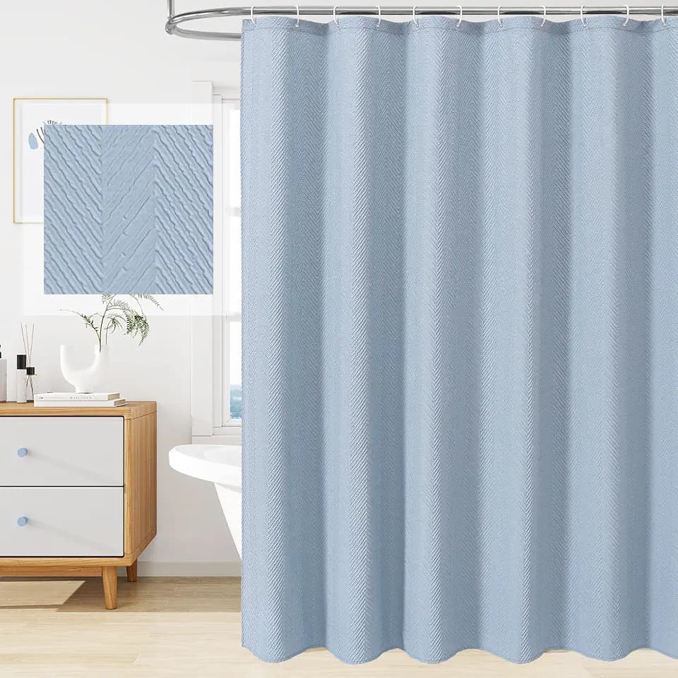 Gibelle Fog Blue Shower Curtain for Bathroom, Farmhouse Bath Curtain 72x72