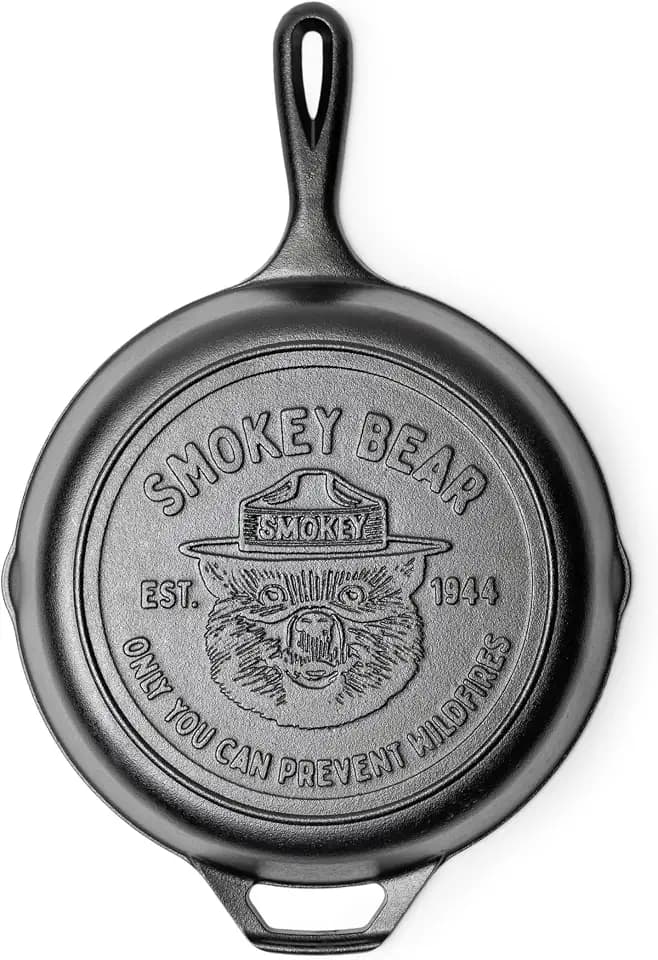 Lodge Pre-Seasoned Cast Iron Skillet, Smokey Bear, 10.25 Inches