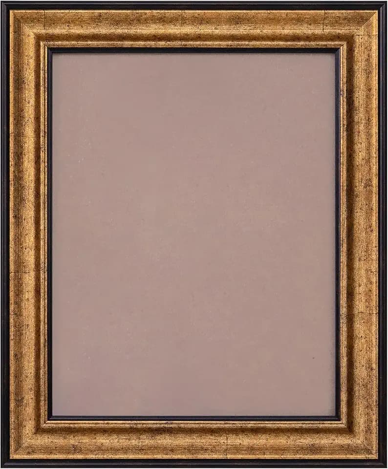 ArtXO 11x14 Picture Frame, Distressed Antique Gold, Lightweight PS for Wall