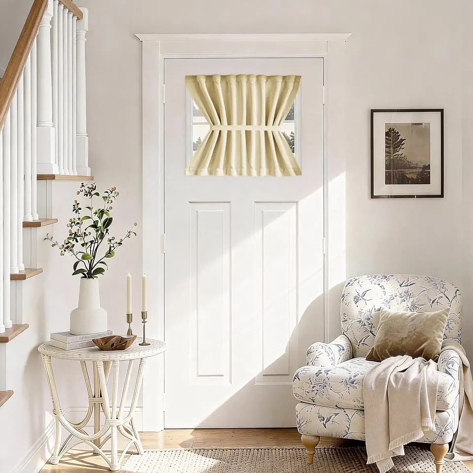 Vatge Small Curtain for Door Window Blackout Privacy French Door Panel for French/Classroom Doors, 1 Panel, W25 x L20, Light Beige