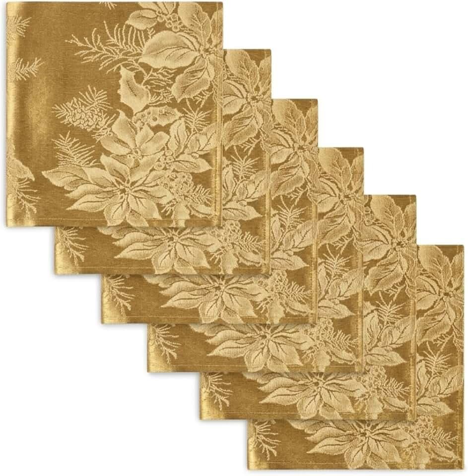 Koa Gold Cloth Napkins by Loom & Table - Set of 12 - Elegant, Wrinkle-Resistant, Machine Washable – Luxury Napkin for Dining Room, Weddings, Dinner Parties, Holidays, Birthdays - 18 X 18