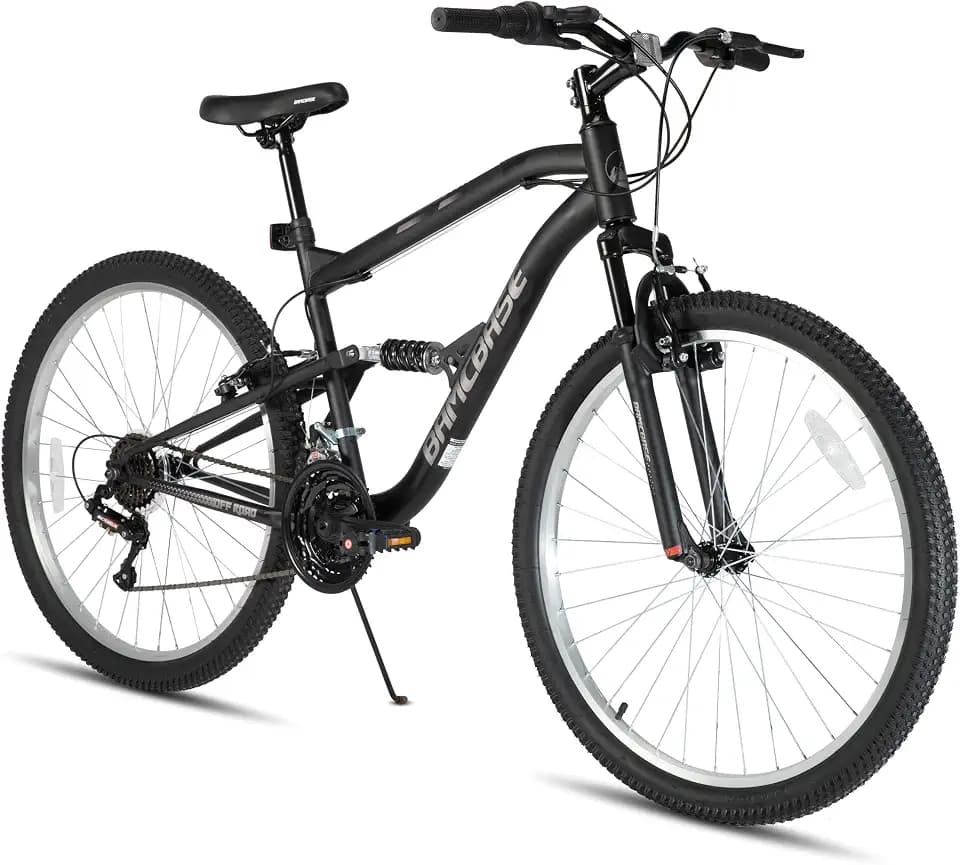 HILAND 26 Inch Full Suspension Mountain Bike, 18-Speed MTB with Lightweight Frame, Dual V-Brakes, All-Terrain XC Tires, Adult Bike for Men & Women