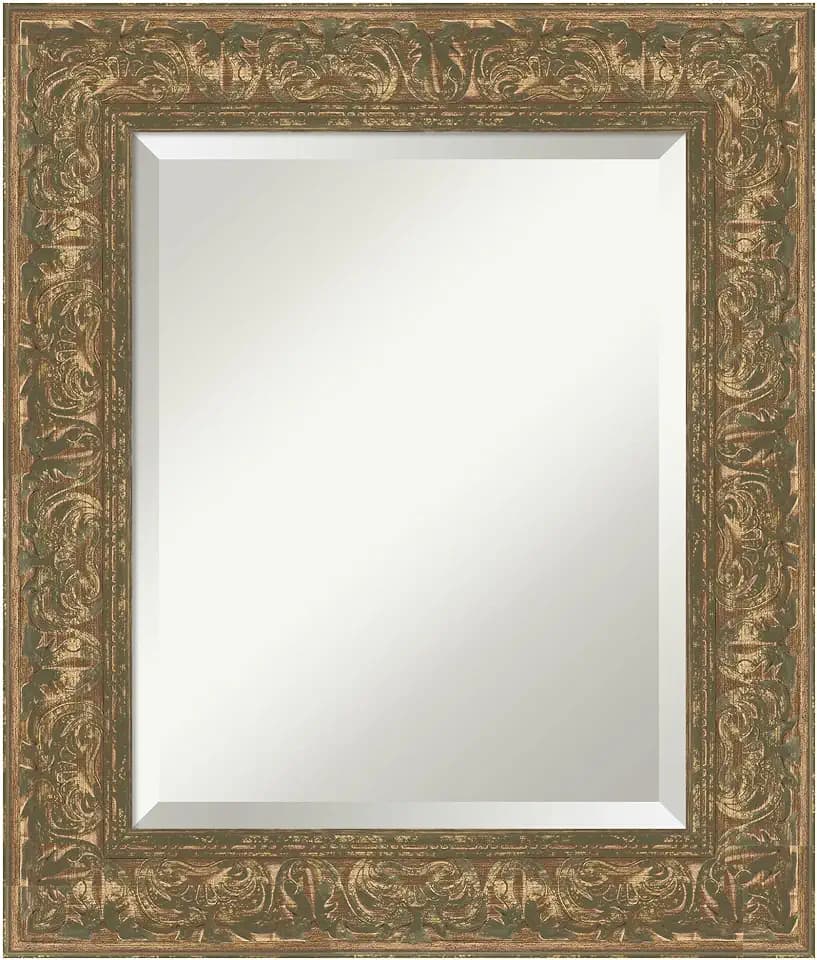 Amanti Art Bronze Wall Mirror 27x23 Luxe Bronze Gold Rectangle Bathroom Mirror for Wall Decor Living Room, Small Traditional Frame, Hangs Horizonally and Vertically, Bathroom Decor, Beveled Edge