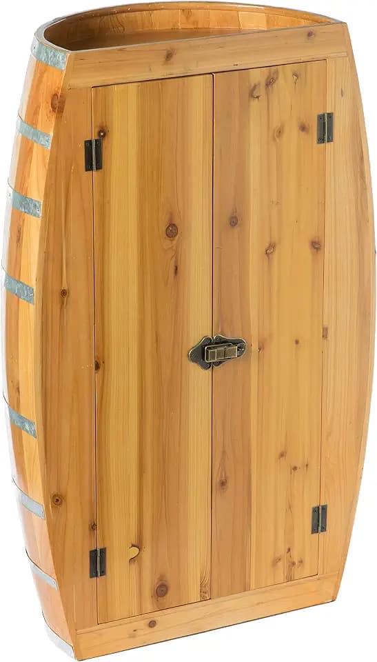 Vintiquewise Half Barrel Cabinet Wine Storage with Lockable Double Doors