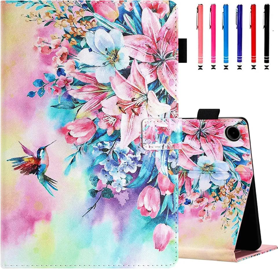 MOKASE Hülle Kompatibel mit Samsung Galaxy Tab A11+/A11 Plus/A9+/A9 Plus 11 Zoll 2025 2023, PU-Leder Soft TPU Fall mit Stand Schutzhülle, Automatik Schlaf/Aufwach & Stifthalter, Colour Hummingbird