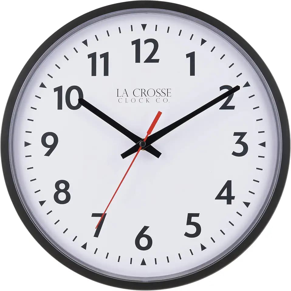 La Crosse Clock 404-2636-INT 13 Inch Info-Tech Commercial Silent Quartz Analog Wall Clock