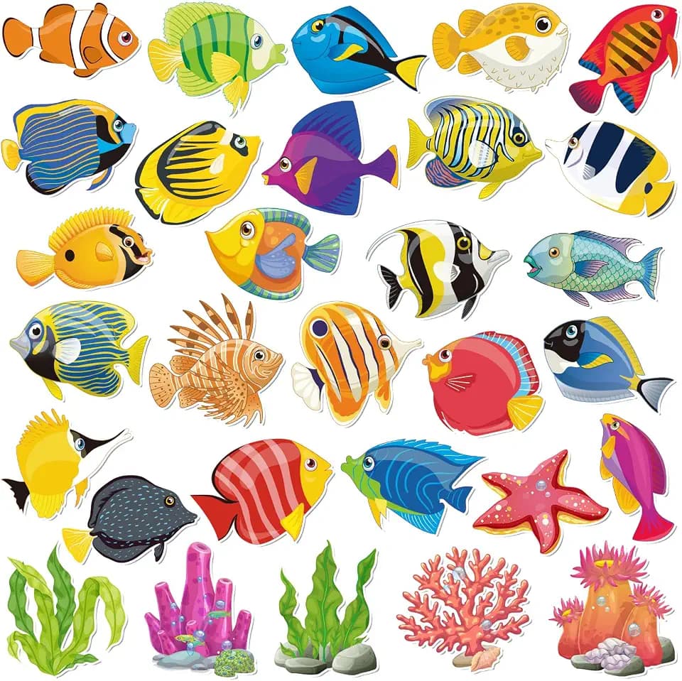 Nezyo 200 Pcs Under the Sea Classroom Decorations Fish Cutouts, Fresh Style