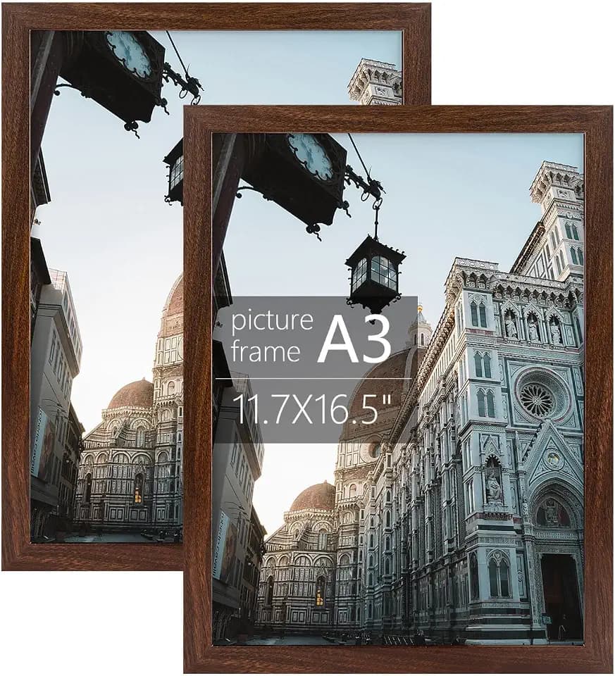 Golden State Art, A3 Frame with Plexiglass, Set of 2, Dark Brown