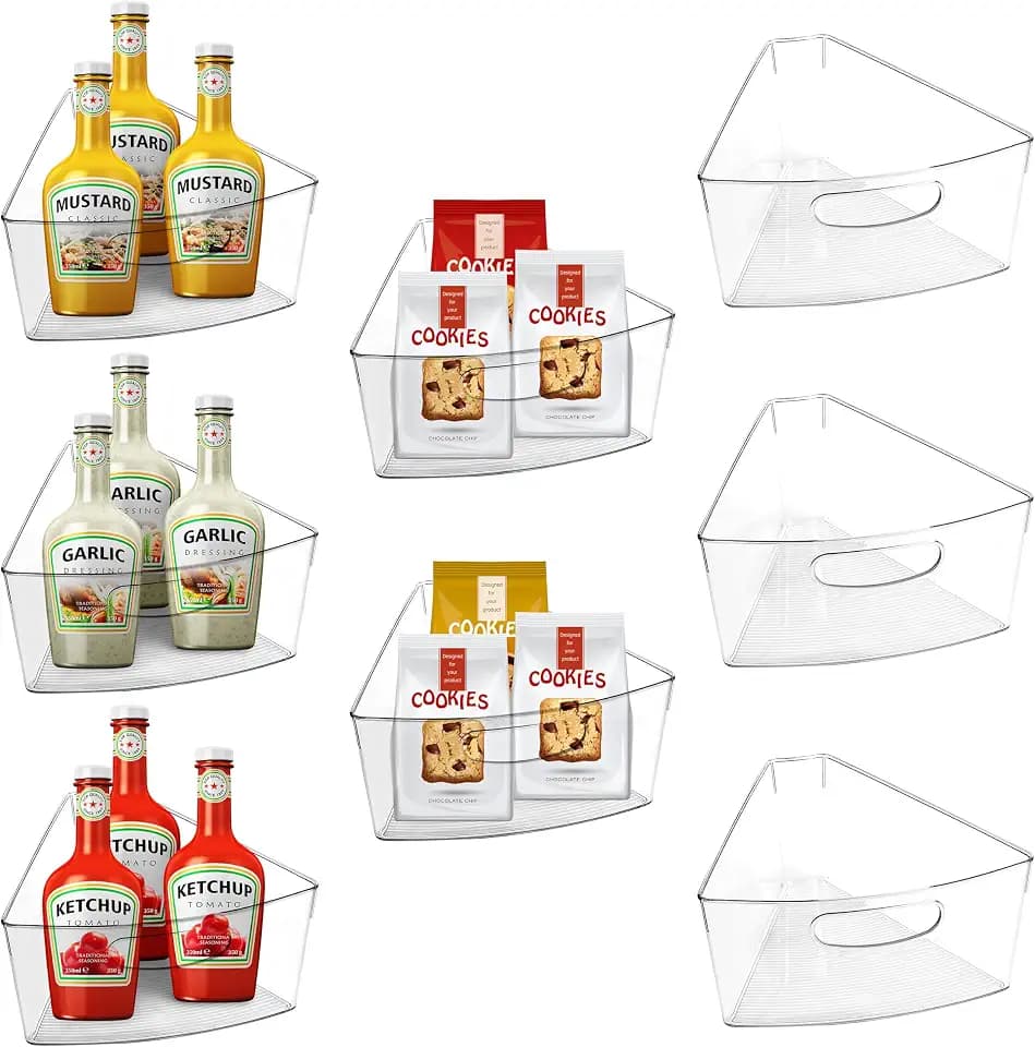 URALFA Lazy Susan Organizer Set of 8, 1/8 Wedge Corner Cabinet Organizer