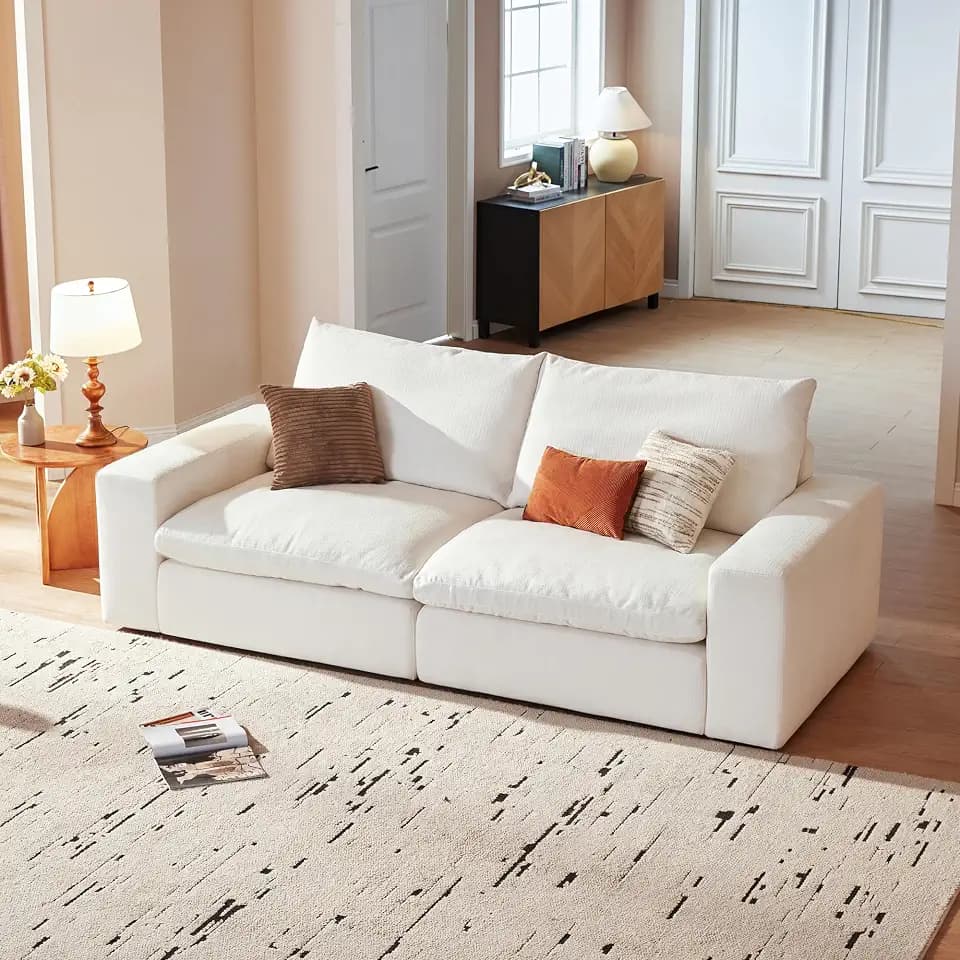 Cloud Couch Sectional 81.1'' Oversized Modular Deep Seat Sofa Comfy White Cloud Couch with Washable Cover for Living Room Loveseat