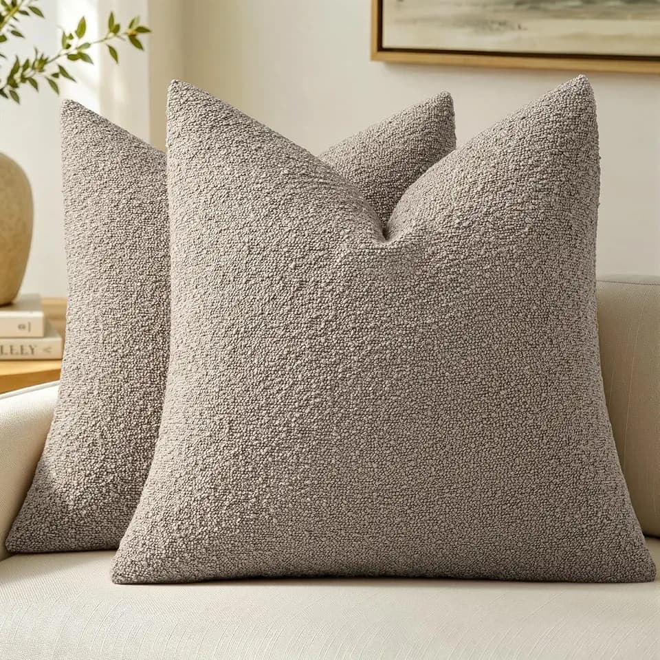 MIULEE 20x20 Decorative Boucle Couch Pillow Covers Light Taupe