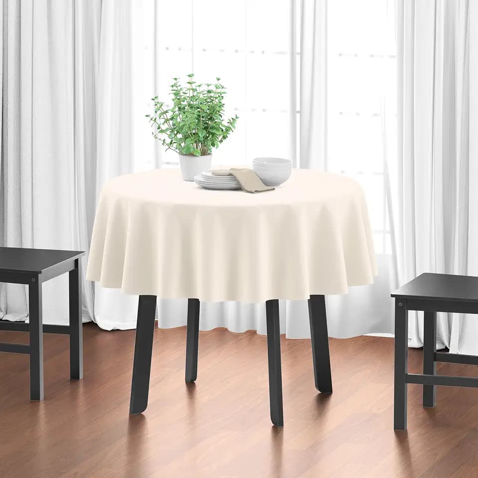 Encasa XO Cotton Tablecloth Round 56" -Round Natural