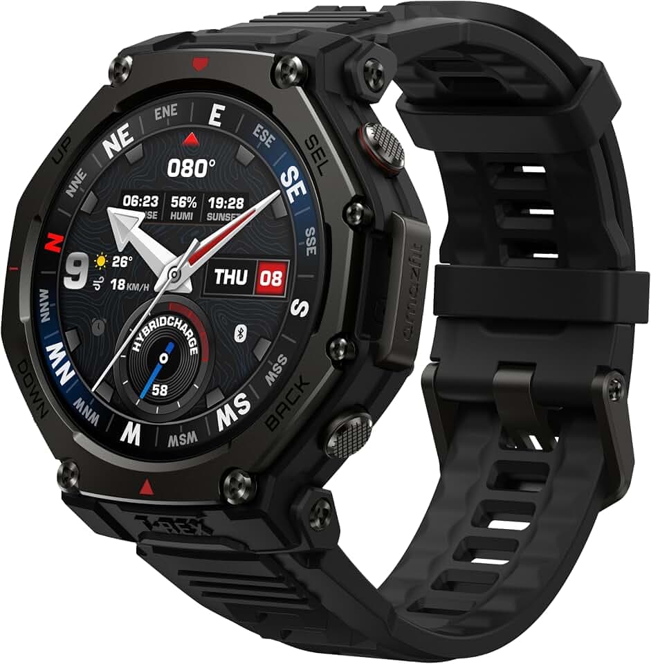 Amazfit T-Rex 3 Pro Outdoor Smartwatch 48mm Saphir-AMOLED-Display, Titan-Lünette, Dualband-GPS, Offline-Karten, 25 Tage Akku, Integ. Taschenlampe, 10 ATM, 180+ Sportmodi für Android & iPhone