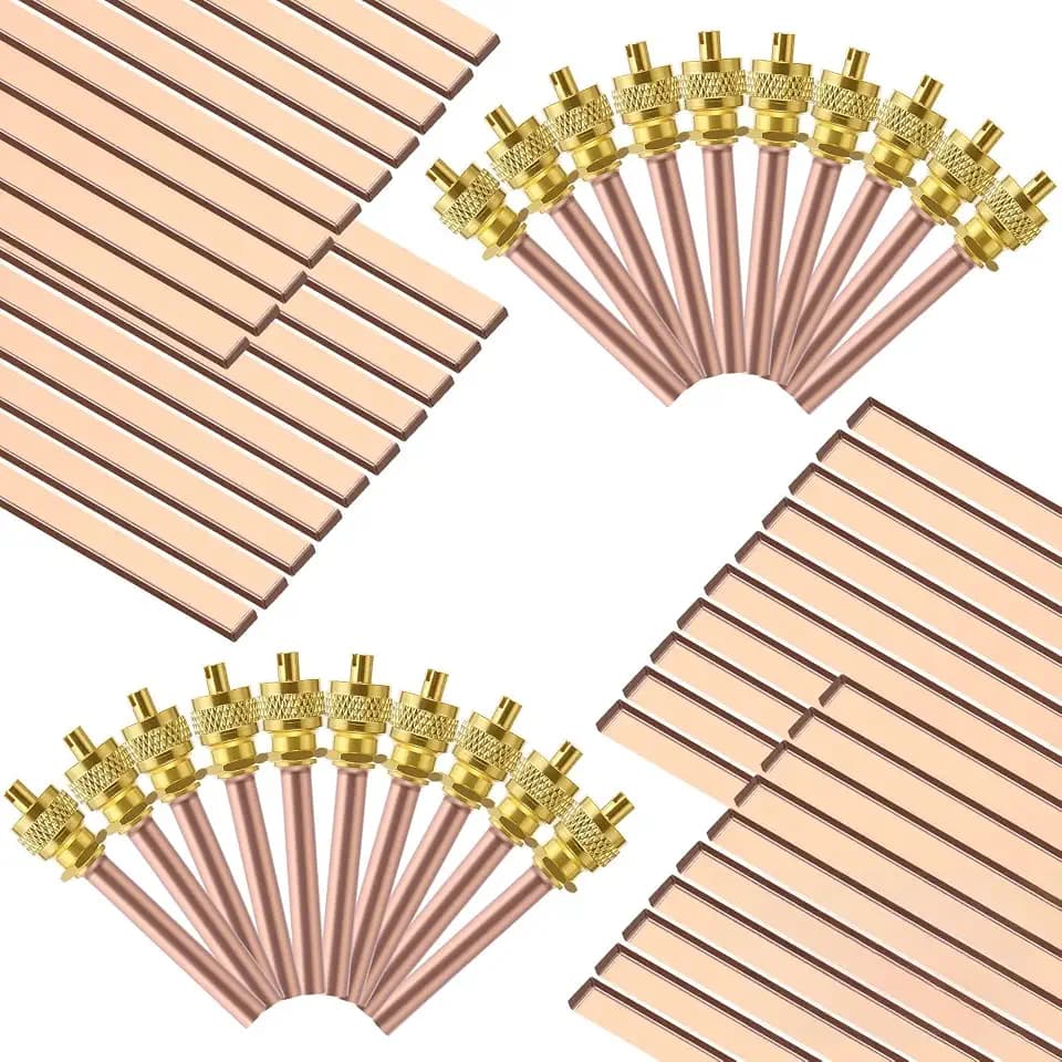 40Pcs 15% Silver Brazing Rods AWS BCuP-5 Solder Phos Copper 0.050" x 1/8" x 10" & 20Pcs Access Service Valve 1/4" SAE x 1/4" OD x 2.95" for HVAC AC Refrigeration Refrigerator Cold Storage