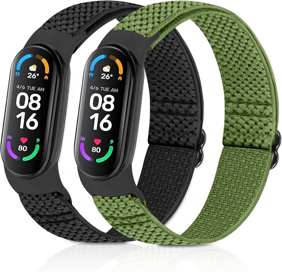 enkic Elastisch Armband Kompatibel mit Xiaomi Mi Band 7/Mi Band 6/Mi Band 5/Mi Band 4/Mi Band 3/Amazfit Band 5 Armband, Verstellbares Ersatzarmbänder Nylon Loop Sport Uhrenarmband für Damen Herren