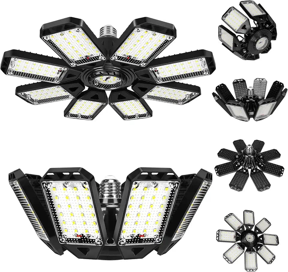 Aoretic LED Garage Lights 8 Panels 2 Pack -220W, 22000LM 6500K Led Shop Light with 8 Deformable Panels, Basement Barn Light Garage Ceiling Lights