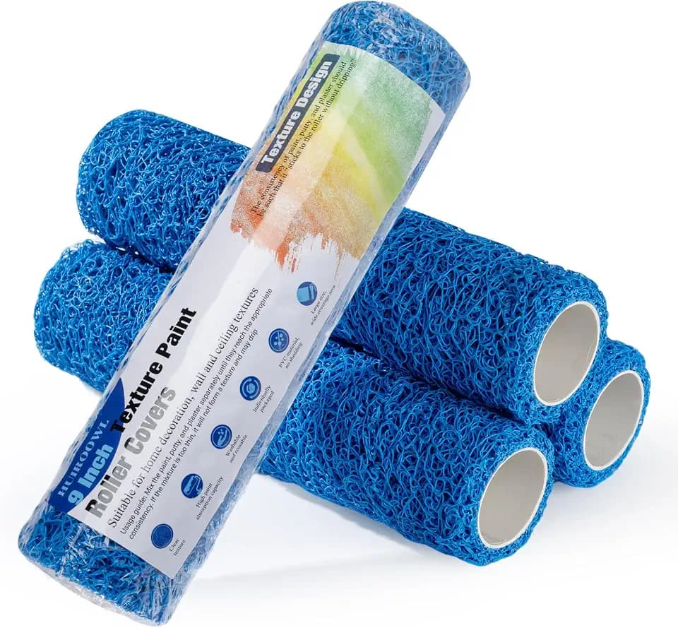 9 Inch Textured Paint Roller Covers, 4 Pack
