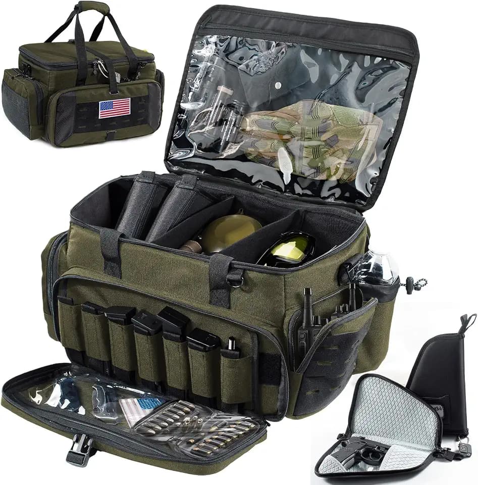 Large Pistol Range Bag Shooting for 5-7 Handguns- Tactical Bag Pistol Cases