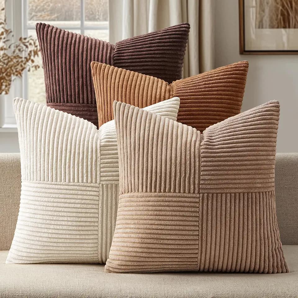 ANRODUO Decorative Throw Pillows for Couch 20x20 Inch Gold Brown Pack of 4