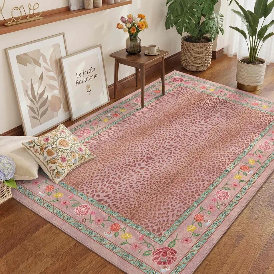 Pink Leopard 4x6 Area Rug,Cheetah Rugs for Livingroom,Bedroom