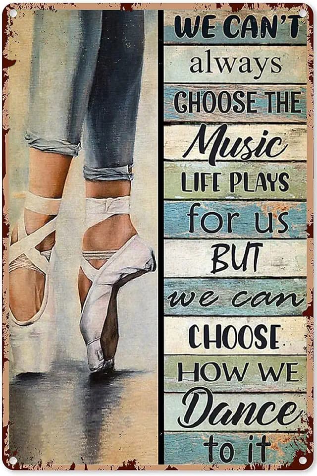 BROYO Dance Wall Art for Teen Girls Ballet Room, Metal Sign 12x8 inch
