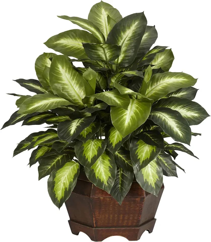 Nearly Natural 24 in Artificial Golden Dieffenbachia Plant with Pot