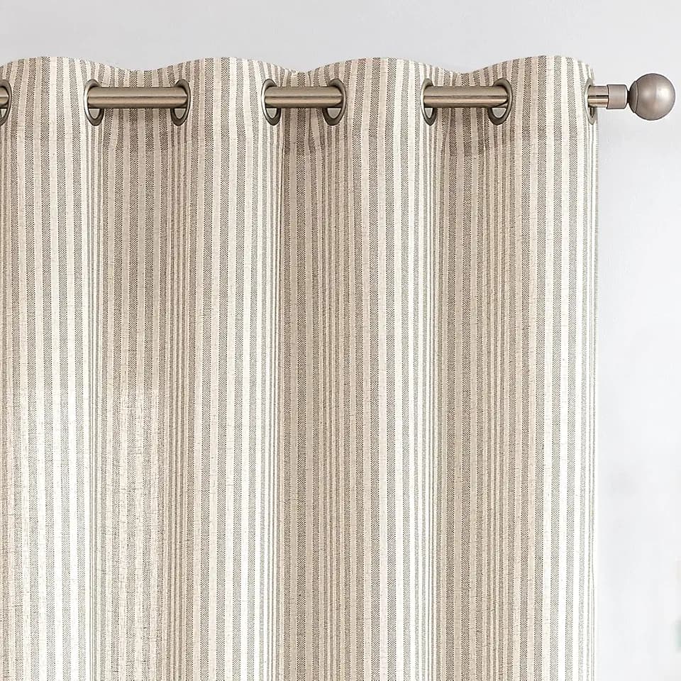 Vangao Linen Striped Curtains for Living Room Bedroom Farmhouse
