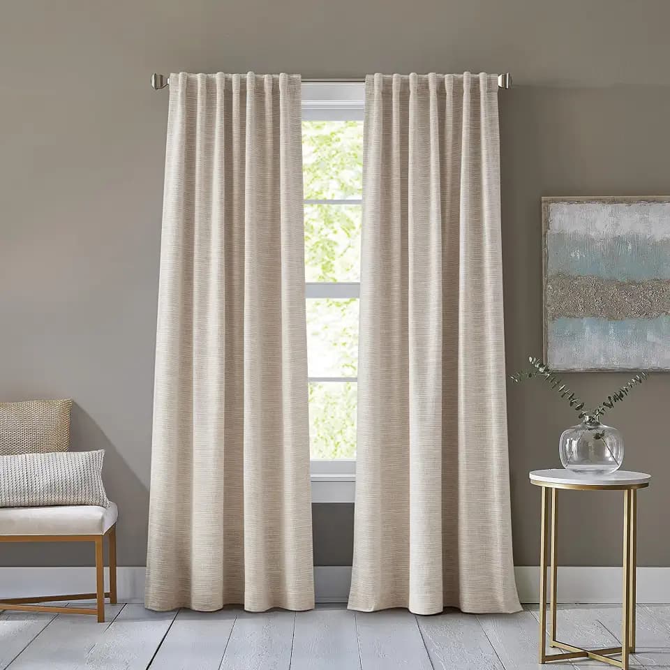 DKNY Bennett Blackout Lined Curtains Backtab 50 x 96 Linen 2 Panels