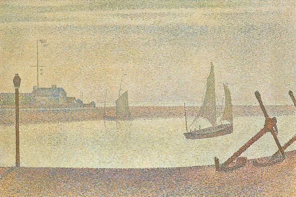 ART.COM Wall Art Print The Channel at Gravelines in the Evening by Georges Seurat, 24" x 16"