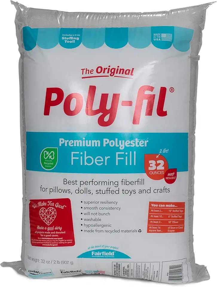 Poly-Fil Fairfield Original Fiber Fill Stuffing, Premium Polyester, 32 oz.