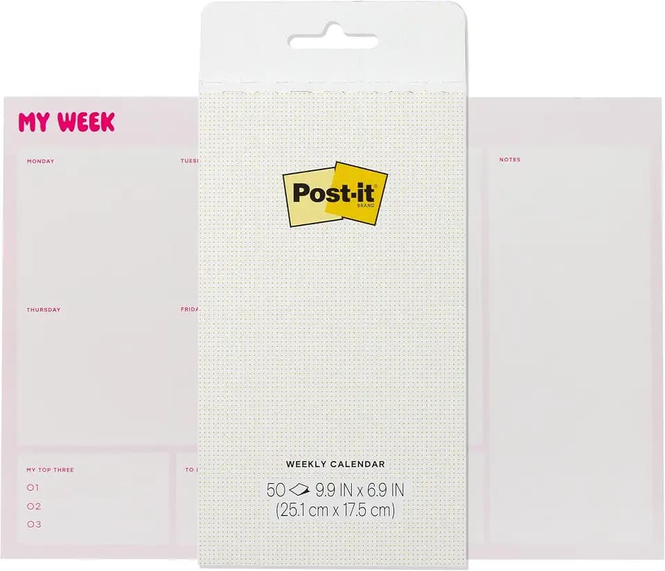 Post-it My Week, Blank Weekly Calendar, 9.9 x 6.9 in, 50 Sheets