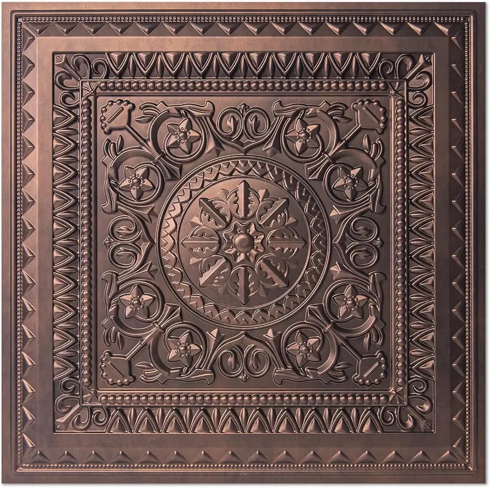 Art3d 12-Pack PVC Drop Ceiling Tiles, 2 x 2 ft, Antique Copper